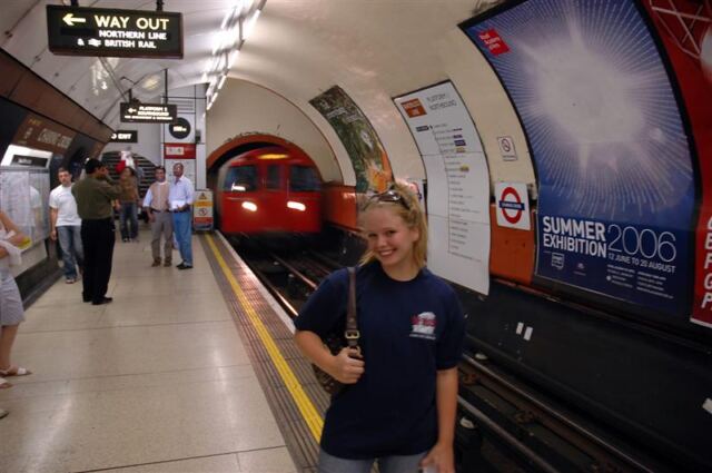 Watch out for the train Melanie!
