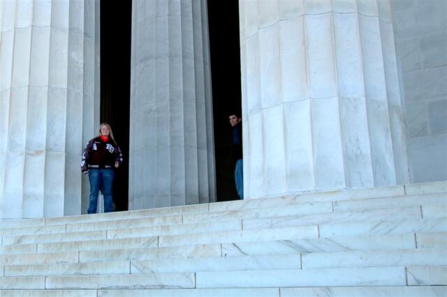 Up the steps at the Lincoln Memorial