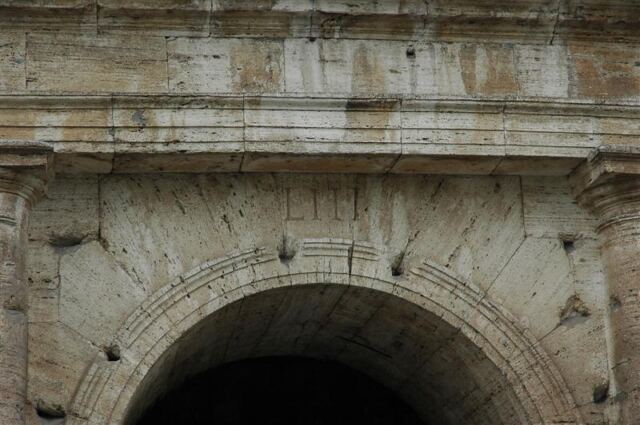 Roman numerals over entry archway