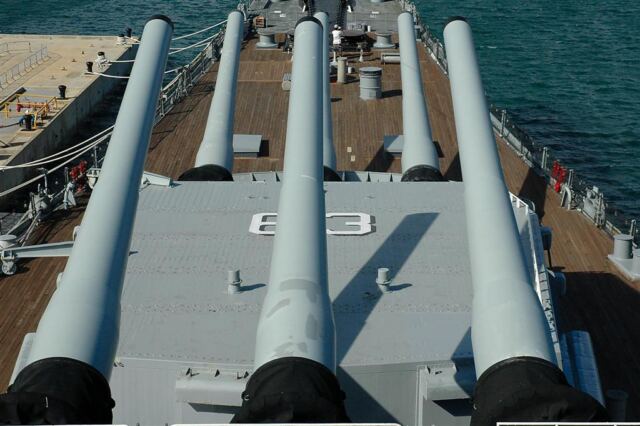 Forward main guns (from bridge)