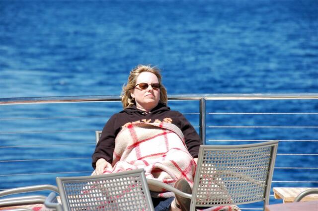 Kathy naps in the Lake Tahoe sun