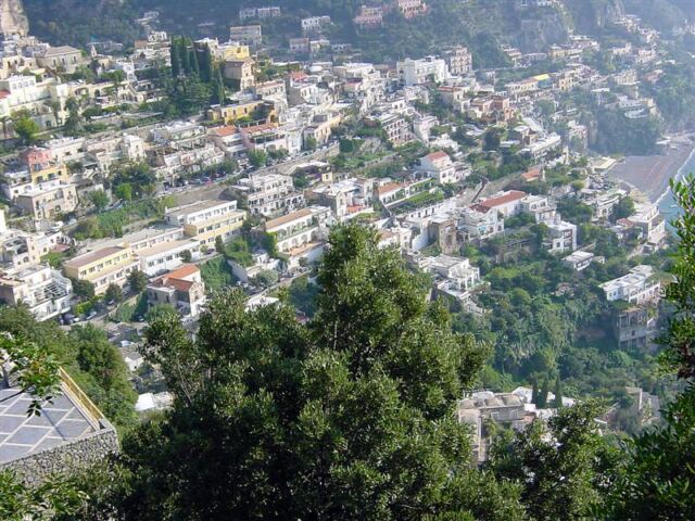 Looking down at Positano