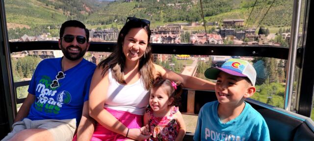 Riding the gondola