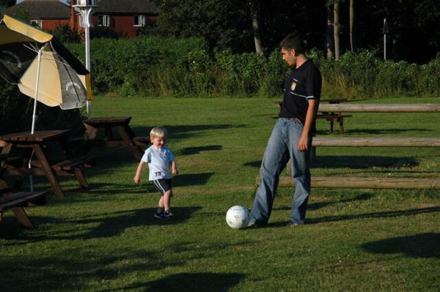 Andrew playing footie with Sam