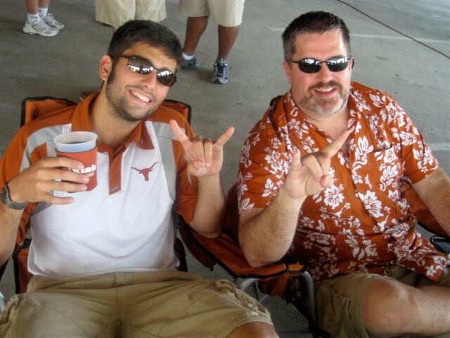 Andrew and Dad - relaxing at the tailgate