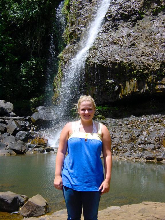 Melanie at the waterfall