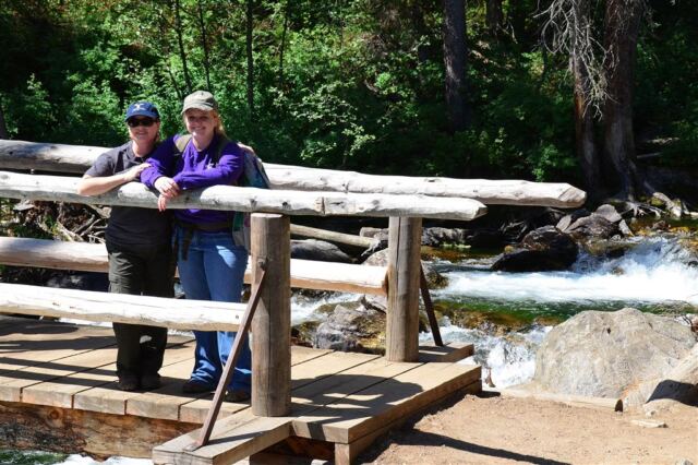 Kathy and Mel - rapids bridge