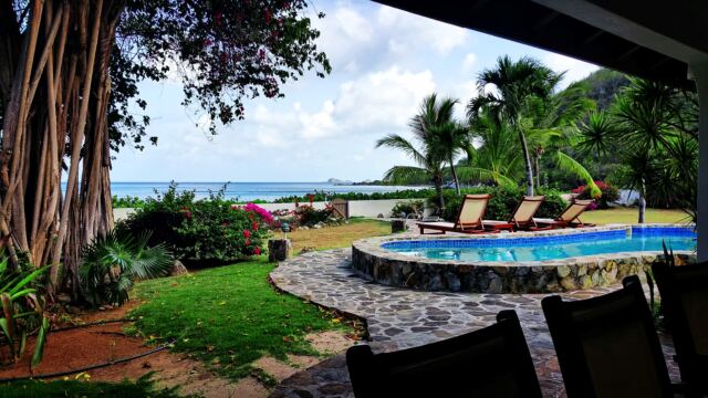 Our regular breakfast view at Villa on the Beach