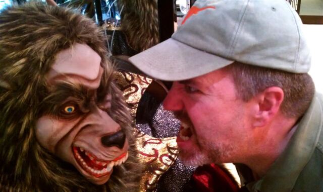 Roger argues with a wolf