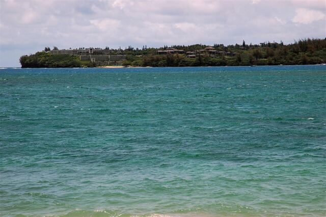Princeville Hotel from across Hanalei Bay
