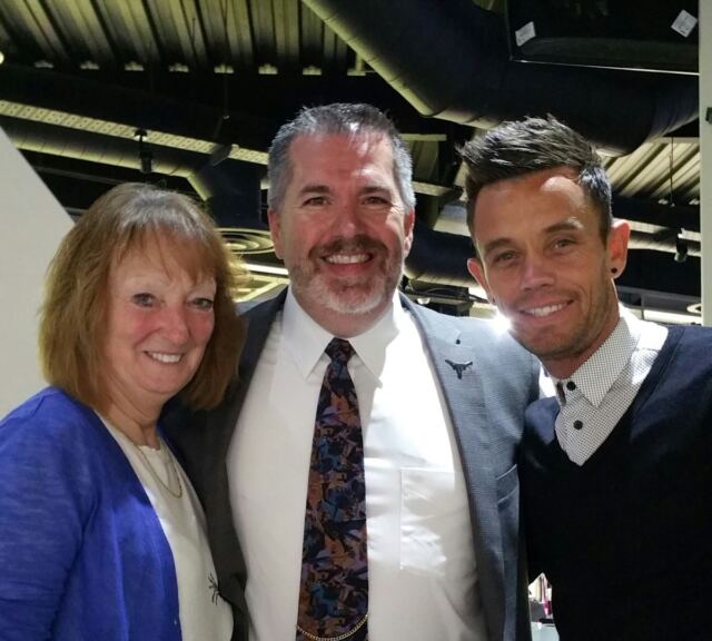 Marianne, Roger, and Lee Hendrie - pre-match