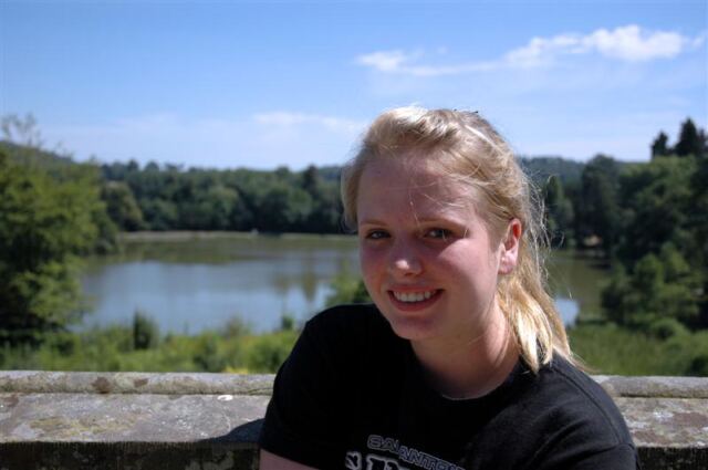 Melanie - overlooking lake behind Eastnor Castle
