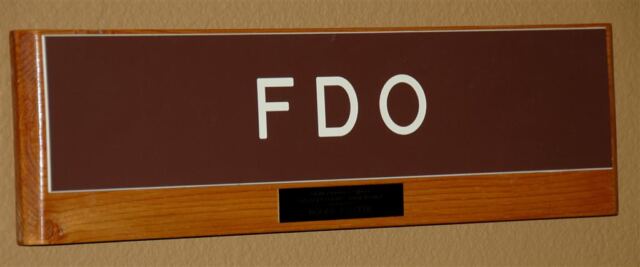 Old-school FDO plaque on my wall