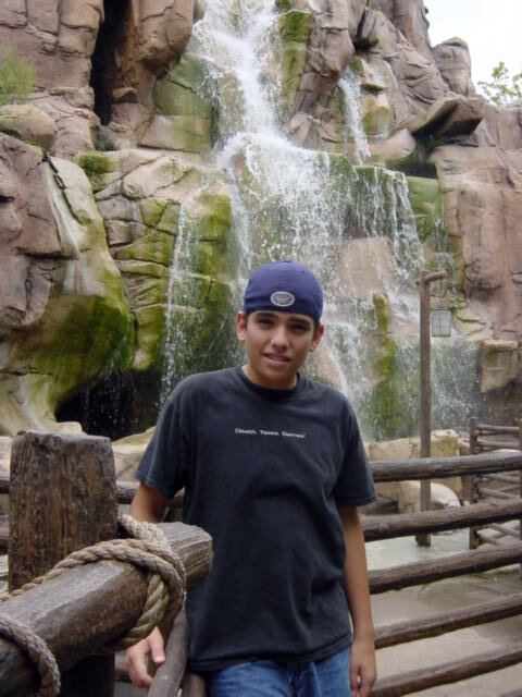 Andrew and 'Canadian' waterfall