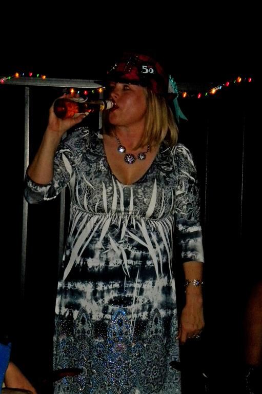 kathy listens to the music