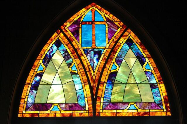 Stained glass inside Waioli Huiia Church
