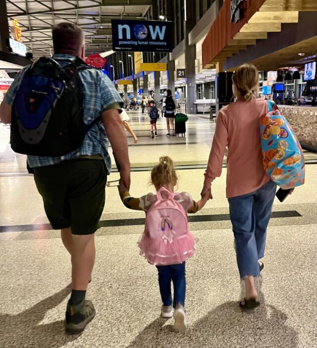 Grandpa, Shiloh, and Melanie - home at last