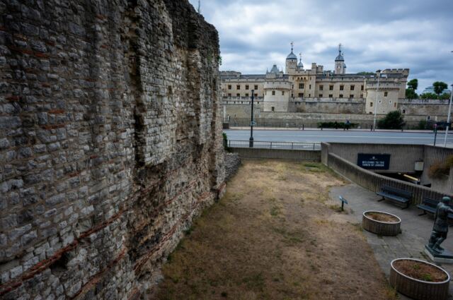 London Roman Wall and Tower of London