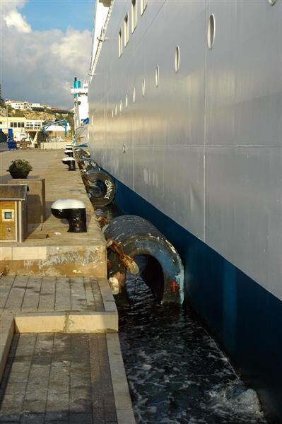 Our ship moored to the dock