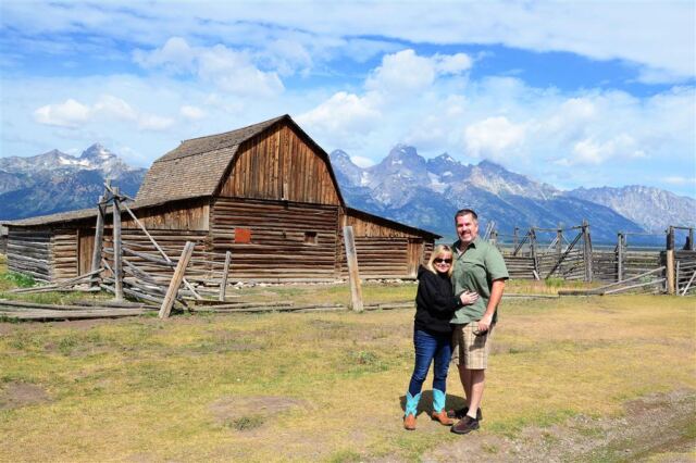 RK, barn, and Tetons