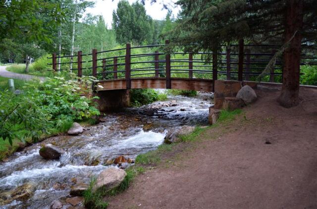 Hiking bridge over stream