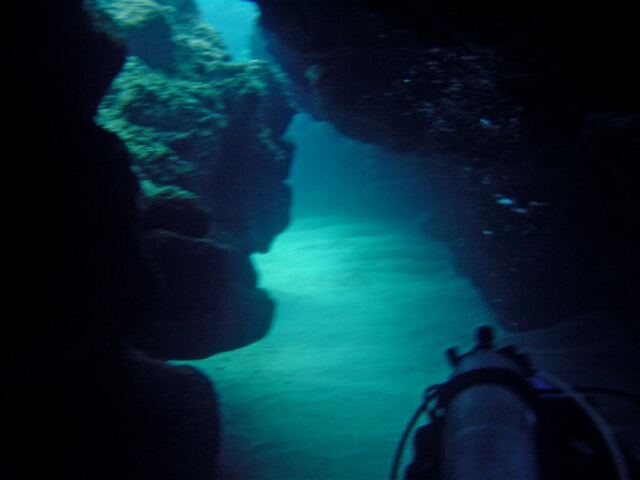 Diving through caves