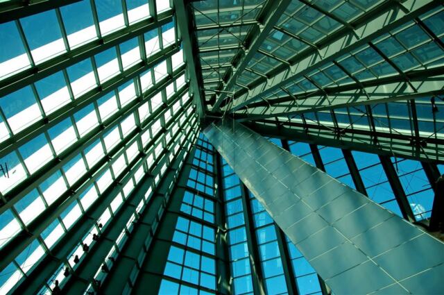 Looking up at the structure and glass (4)