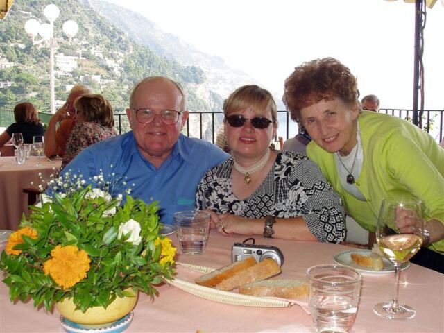 PO - Paul, Kathy, and Geri at a Positano lunch