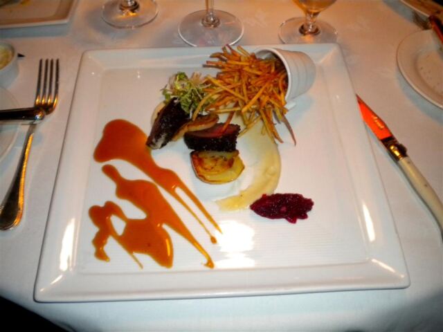 Millbrook Farm Dry Aged Venison Loin with Braised Fennel, Celery Root Puree and Cranberry-Orange Salsa