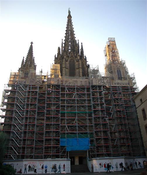 Barcelona gothic cathedral covered in scaffolding!
