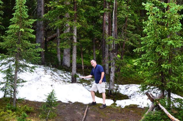 Roger grabs some snow