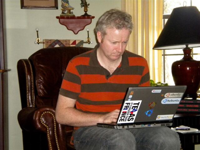 julian-checks-in-for-his-flight-notice-the-sticker-