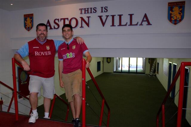 Dad and Andrew - player's entrance to the pitch