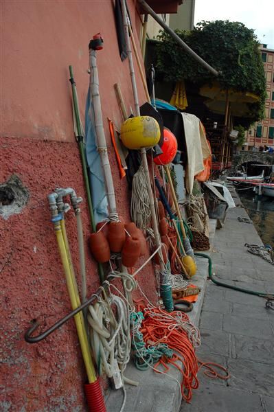 Fishing equipment ready for the next day's work