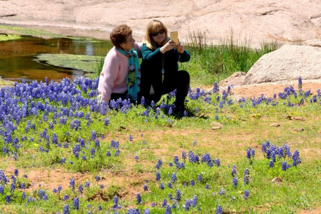 Mother daughter selfie in the bluebonnets