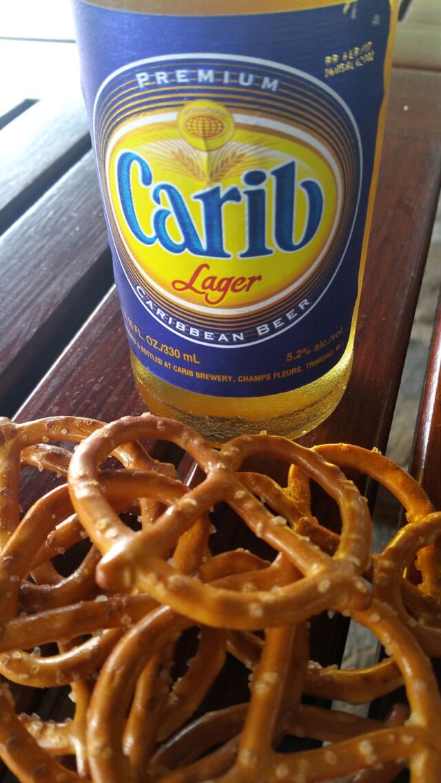 Carib and pretzels