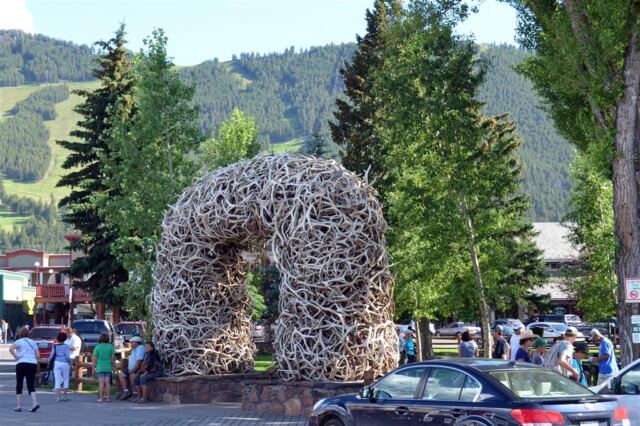 Antler arch in Jackson city square