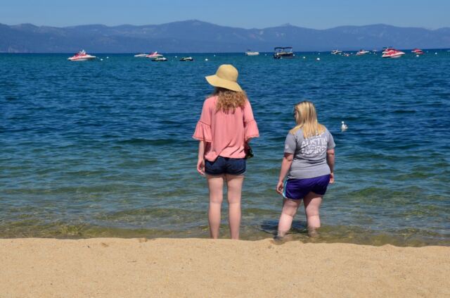 Kiersten and Mel enjoy the cool water
