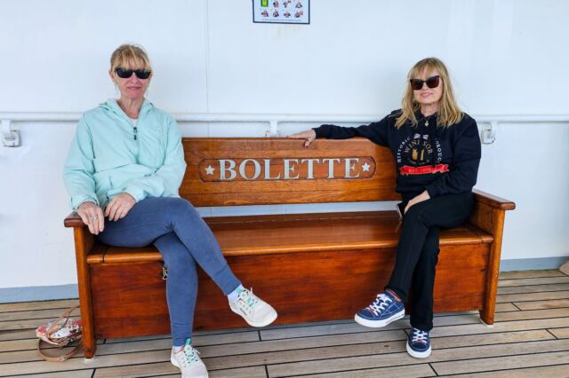 Kathy and LeAnn on the Bolette bench