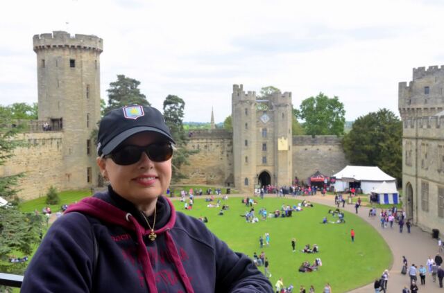 Warwick Castle - Kathy and Castle courtyard 1