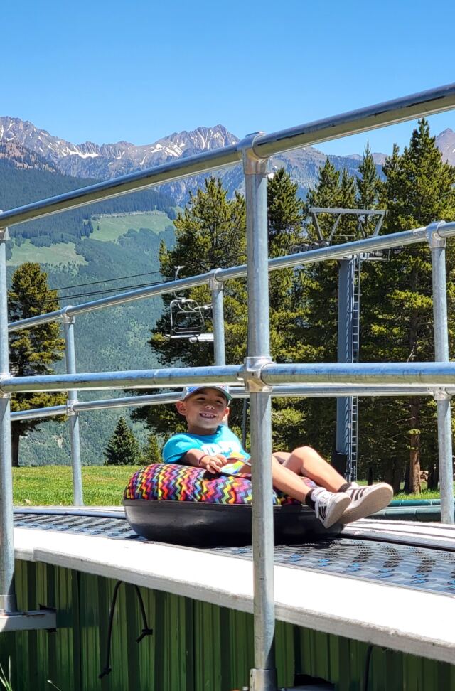 Cole after first mountain tube ride
