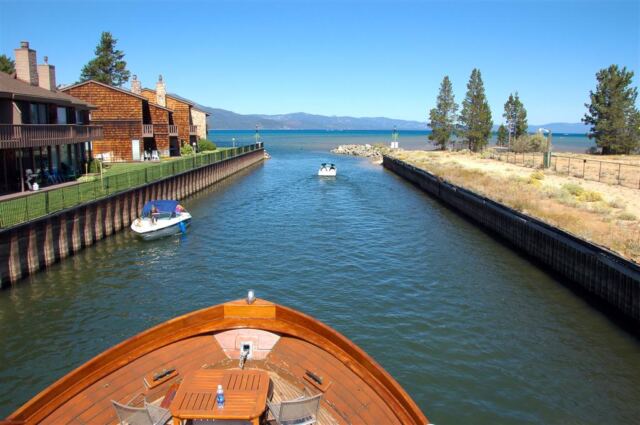 Narrow exit to Lake Tahoe from marina