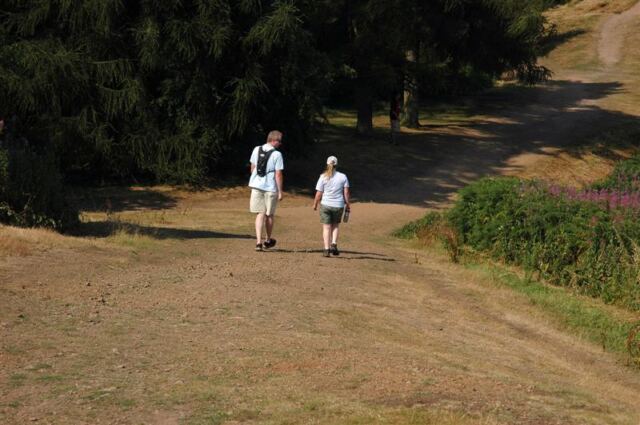 Julian and Melanie heading down the path
