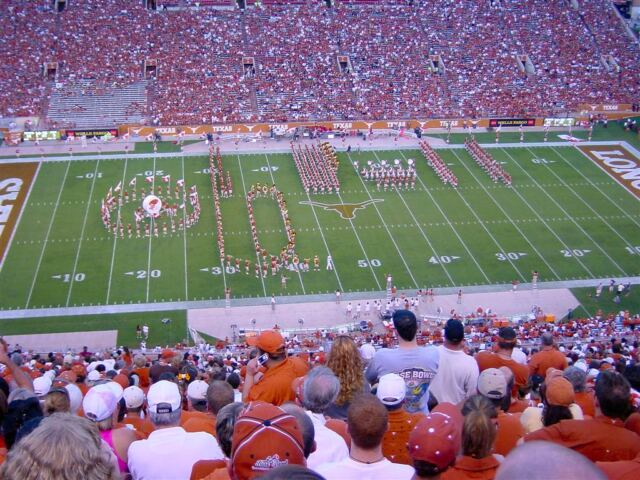 Longhorn Band starts the 'Script Texas'