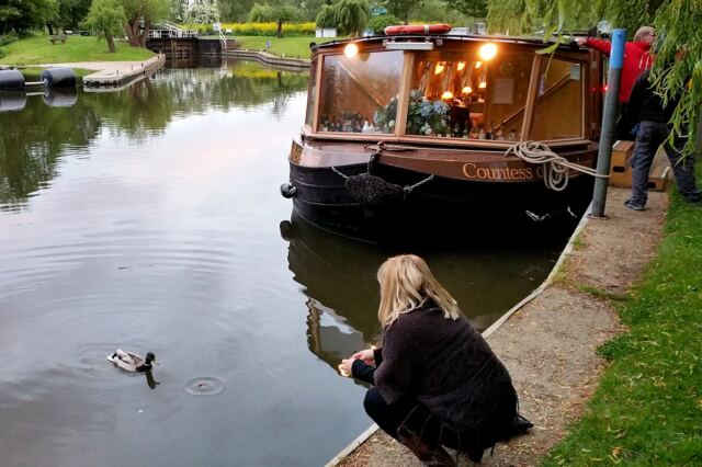 Kathy feeds the ducks