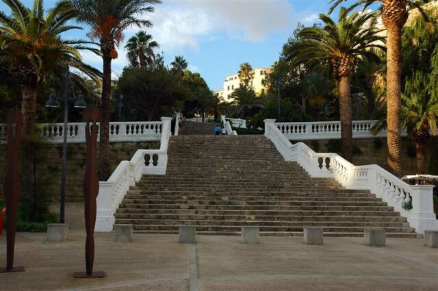 Steps leading up to town