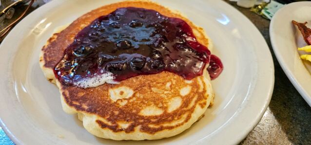 Huckleberry pancakes at The Virginian