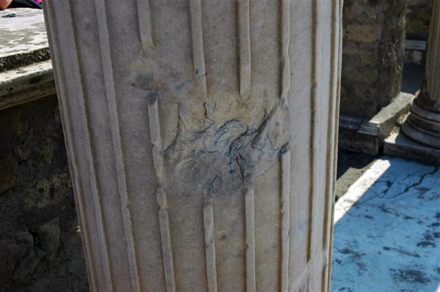 Damage on Pompeii column