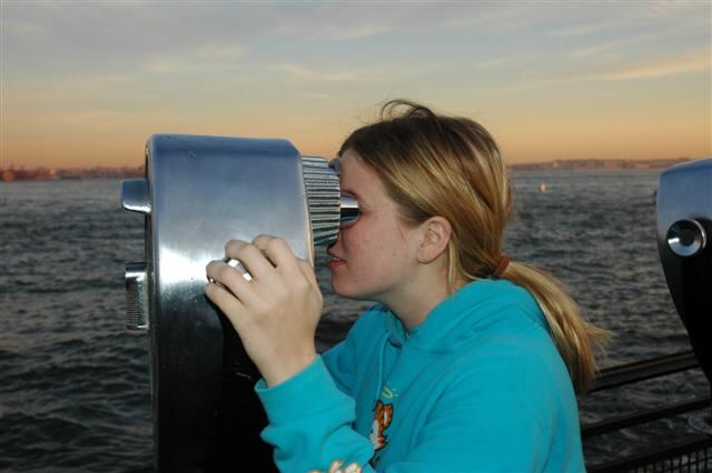 Melanie looks at NYC skyline