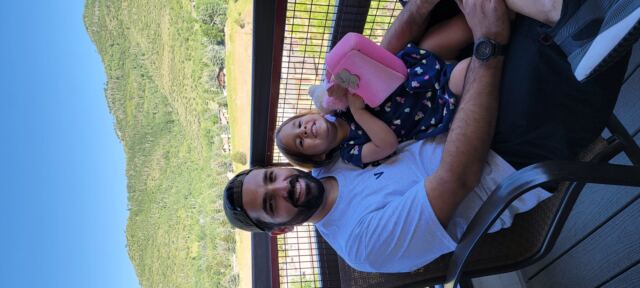 Daddy and Madi on the balcony